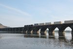 NS 7675 and 9144 take an eastbound over Rockville bridge